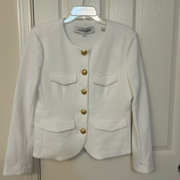 NWT Veronica Beard Kensington Knit Fitted Jacket in White Size L - Picture 4 of 13
